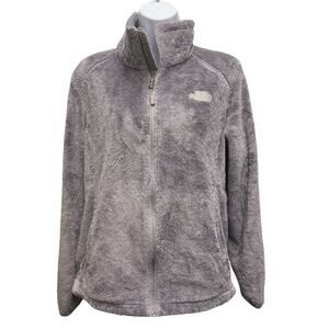 The North Face Osito Fuzzy Fleece Gray Silver Womens M Full Zip Coat Jacket